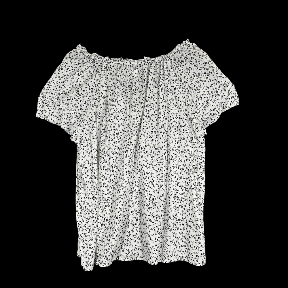 GAP Flutter Sleeve Blouse Womens Large White Floral Excellent V-Neck Modal Top - Picture 4 of 9